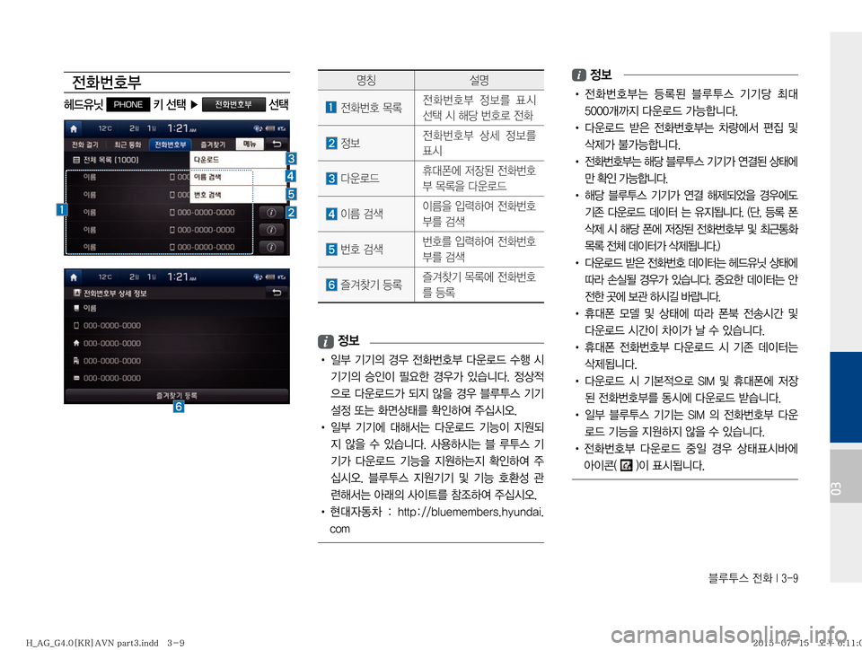 Hyundai Aslan 2015  아슬란 표준4 내비게이션 (in Korean) 6H	�
y
��*����
03

y

