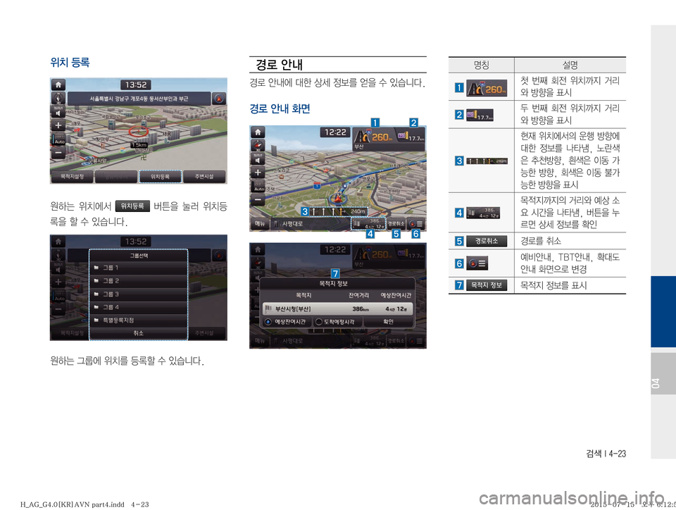Hyundai Aslan 2015  아슬란 표준4 내비게이션 (in Korean) h
04

$–�aþ

Þ×� 
$–	À²�위치등록�áa
8� ÂÞ� 
$–a
þ
8�á�û�
S	#äî�

Þ×�Ò	À�
$–3�aþá�û�
S	#äî�
