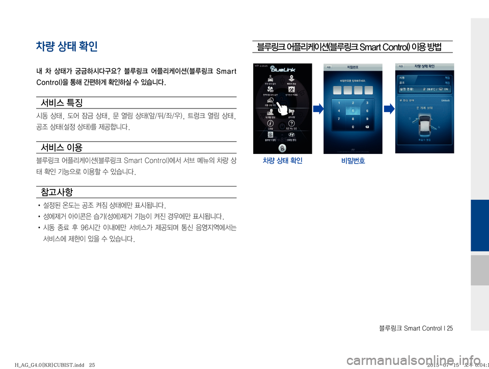 Hyundai Aslan 2015  아슬란 표준4 블루링크. UVO (in Korean) 6Bü��4�N�B�S�U��$�P�O�U�S�P�M��*���
차량 상태 확인
r� 0� 