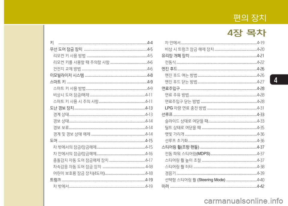 Hyundai Avante 2015  아반떼 MD - 사용 설명서 (in Korean) 4
키  .................................................................................... 4-4
무선   L2<  4(
