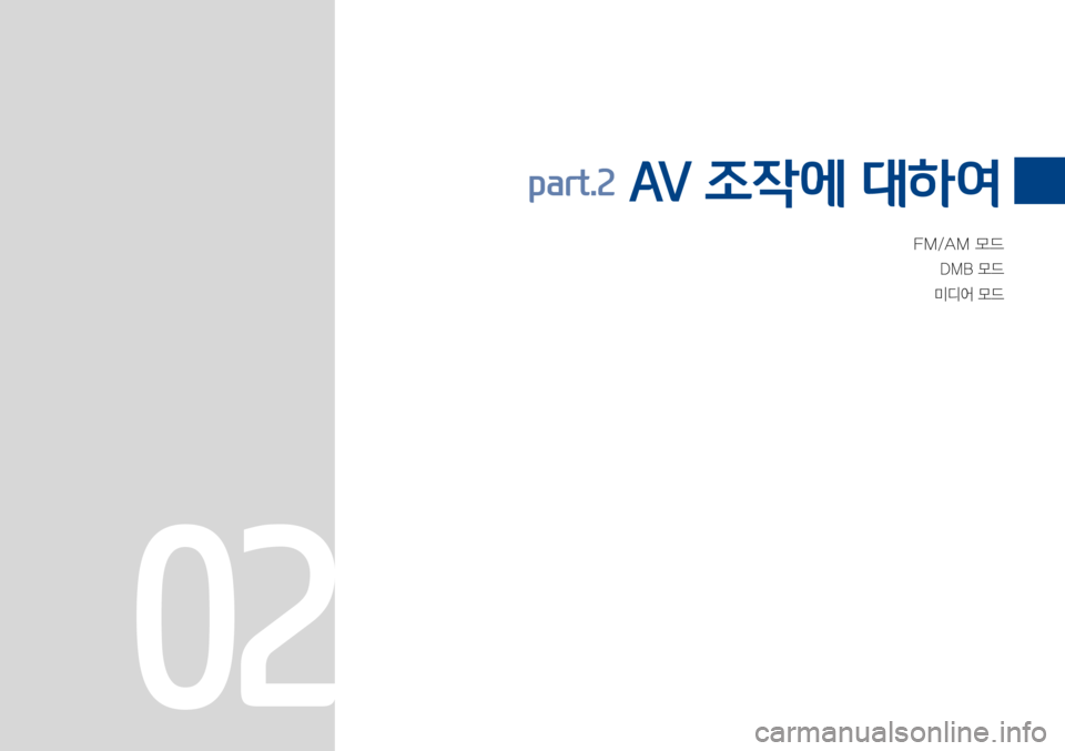 Hyundai Avante 2015  아반테AD 표준4 내비게이션 (in Korean) FM/AM모드
DMB모드
미디어모드
part.2 AV 조작에 대하여
02 