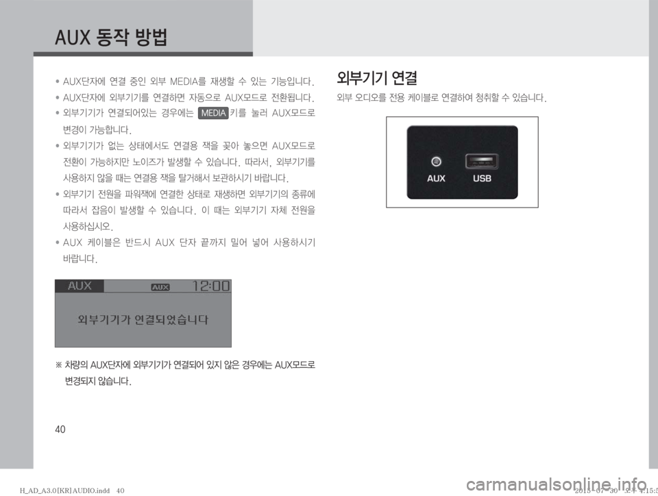 Hyundai Avante 2015  아반테AD 표준3 오디오(A) (in Korean) ��
� �"�6�9