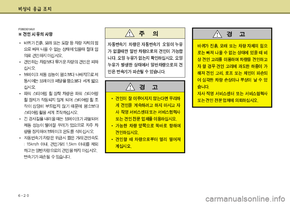 Hyundai Avante 2011  아반떼 MD - 사용 설명서 (in Korean) 6-2 0
F080301AVI 
