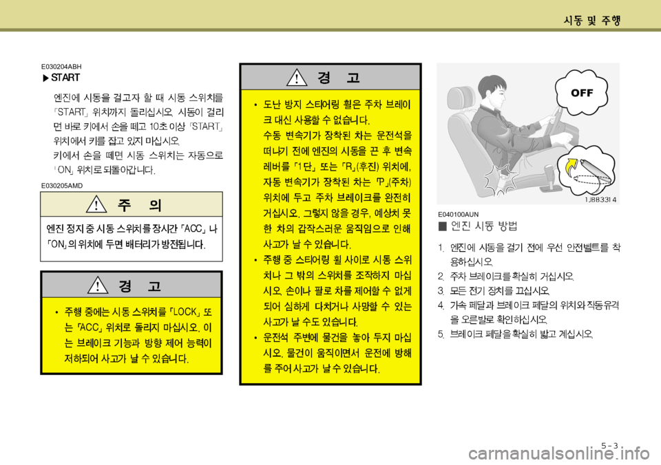 Hyundai Avante 2011  아반떼 MD - 사용 설명서 (in Korean) 5-3
E030204ABH E030205AMD
E040100AUN  