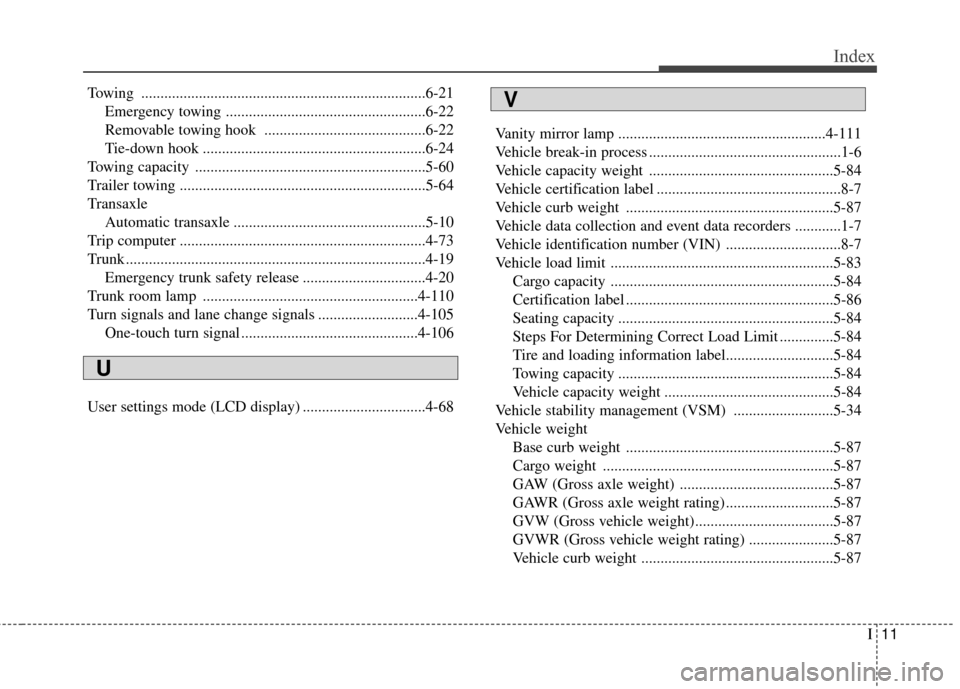Hyundai Azera 2016 Owners Manual I11
Index
Towing ........................................................................\
..6-21Emergency towing ....................................................6-22
Removable towing hook ...... Hyundai Azera 2016 Owners Manual I11
Index
Towing ........................................................................\
..6-21Emergency towing ....................................................6-22
Removable towing hook ......