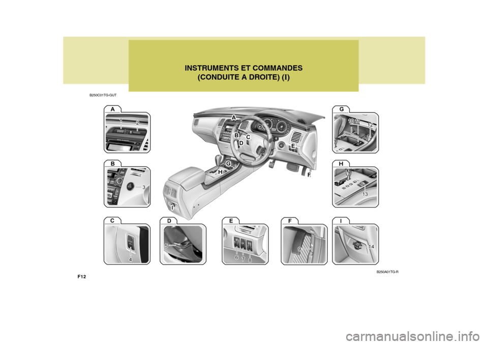 Hyundai Azera 2011  Manuel du propriétaire (in French) F12INSTRUMENTS ET COMMANDES
(CONDUITE A DROITE) ( I)
B250C01TG-GUT
B250A01TG-R  