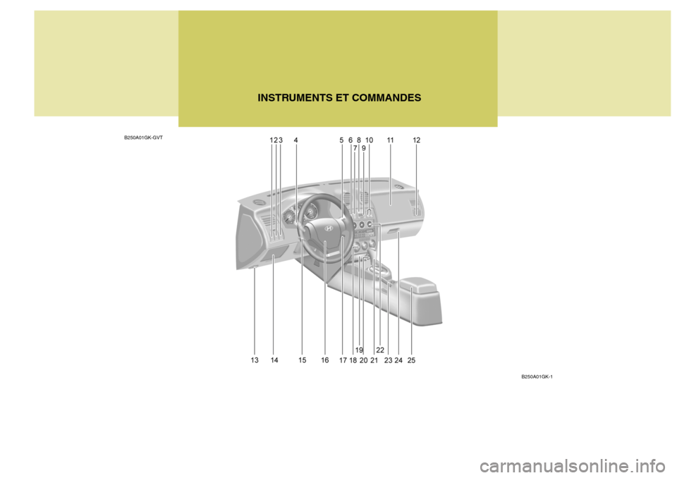 Hyundai Coupe 2005  Manuel du propriétaire (in French) B250A01GK-GVTINSTRUMENTS ET COMMANDES
B250A01GK-1  