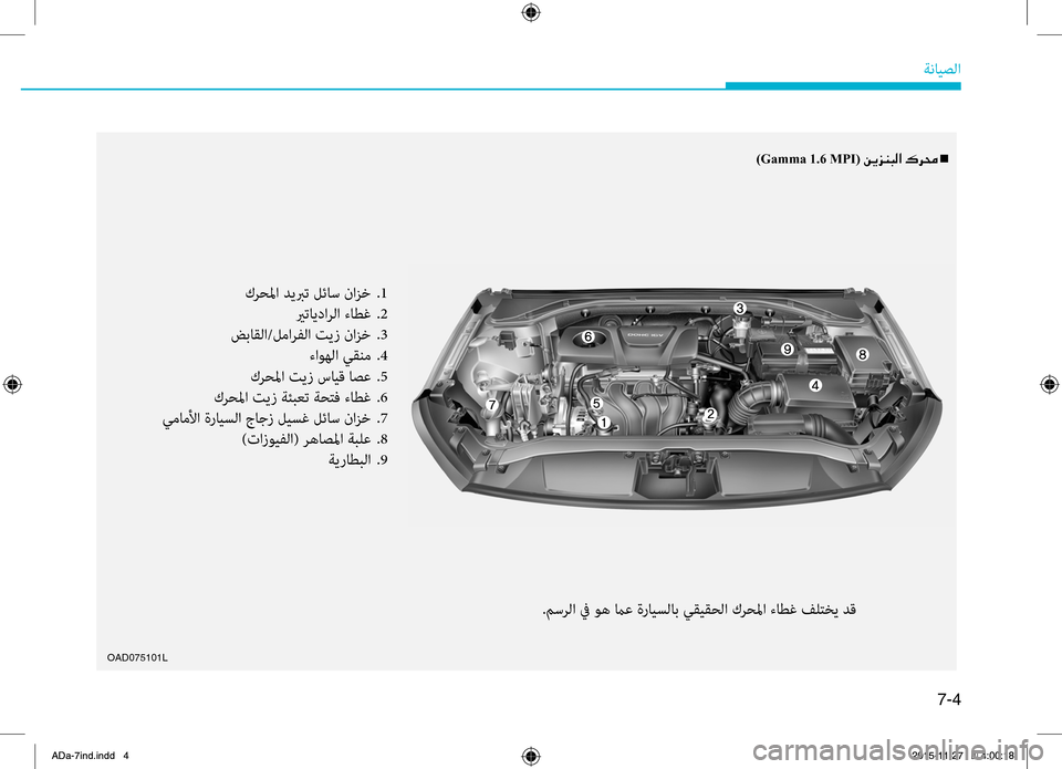 Hyundai Elantra 2017  دليل المالك 7-4
ةضنمايصلا
OAD075101L
)Gamma 1.6 MPI( 00C200CA006A00C1004800B8003F001E00B700680088001En
كضlحلما.ديبرت . لئاس. نازخ..1
.يرتايداضlلا.ءاطغ..2
ضباقلا/ل