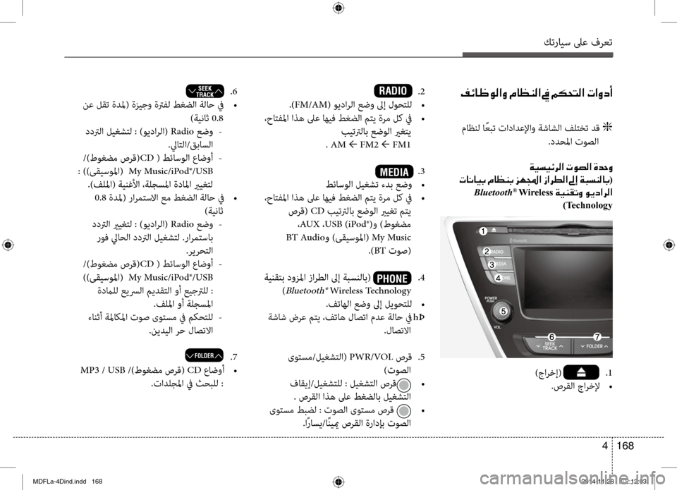 Hyundai Elantra 2015  دليل المالك كترايس لىع فرعت
168 
4
00AE00D3004000A000C900B8003F00C8001E00BF004000A100C100B8003F001E009D001E00BE00B50058004C00B8003F001E004E003F00C800630041 .2
.)FM/AM( ويدارلا عضو لىإ ل