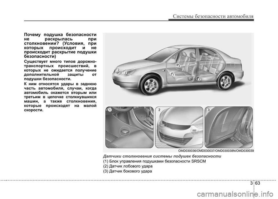 Hyundai Elantra 2013  Инструкция по эксплуатации (in Russian) 363
Системы безопасности автомобиля
Почему подушка безопасности 
не раскрылась при
столкновении? (Условия, пр