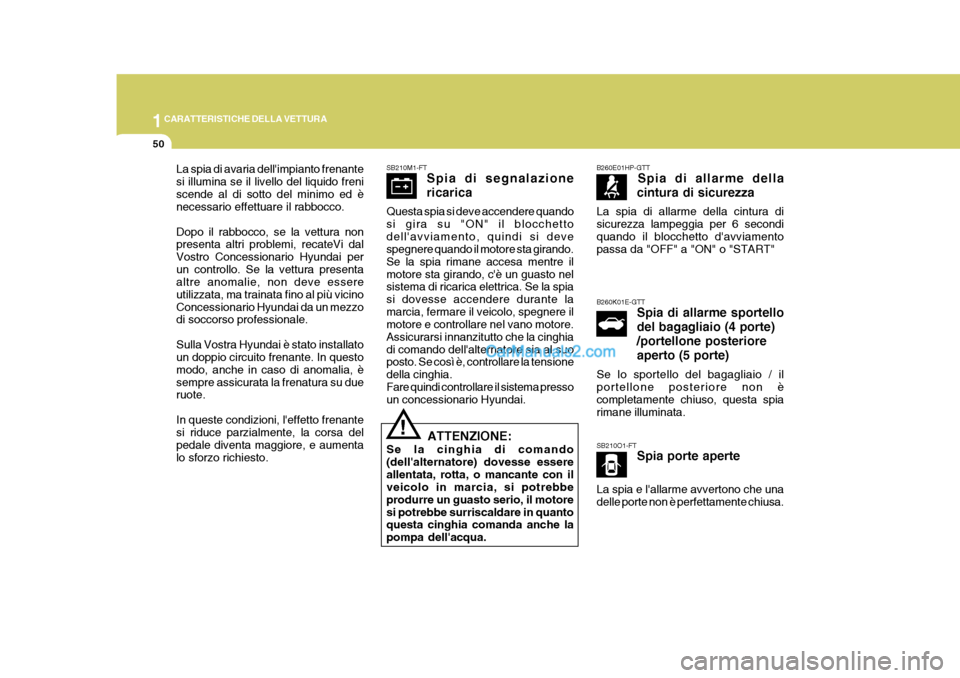Hyundai Elantra 2004 Manuale del proprietario (in Italian) 1CARATTERISTICHE DELLA VETTURA
50
La spia di avaria dellimpianto frenante si illumina se il livello del liquido freniscende al di sotto del minimo ed è necessario effettuare il rabbocco. Dopo il rab Hyundai Elantra 2004 Manuale del proprietario (in Italian) 1CARATTERISTICHE DELLA VETTURA
50
La spia di avaria dellimpianto frenante si illumina se il livello del liquido freniscende al di sotto del minimo ed è necessario effettuare il rabbocco. Dopo il rab