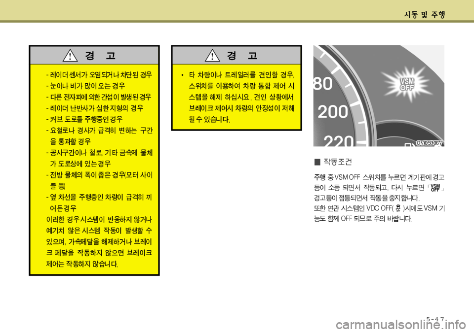 Hyundai Equus 2012  에쿠스 VI - 사용 설명서 (in Korean) 5-4 7
VSM OFF  