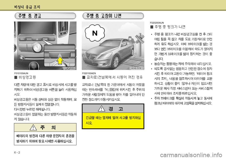 Hyundai Equus 2012  에쿠스 VI - 사용 설명서 (in Korean) 6-2
F010100AUNF020100AEN F020200AUN   