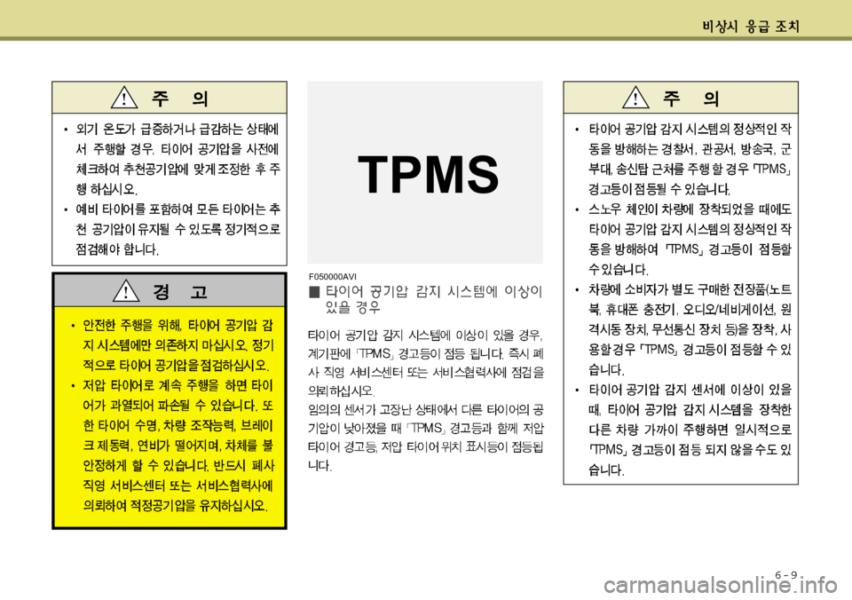 Hyundai Equus 2012  에쿠스 VI - 사용 설명서 (in Korean) 6-9
F050000AVI
TPMS 