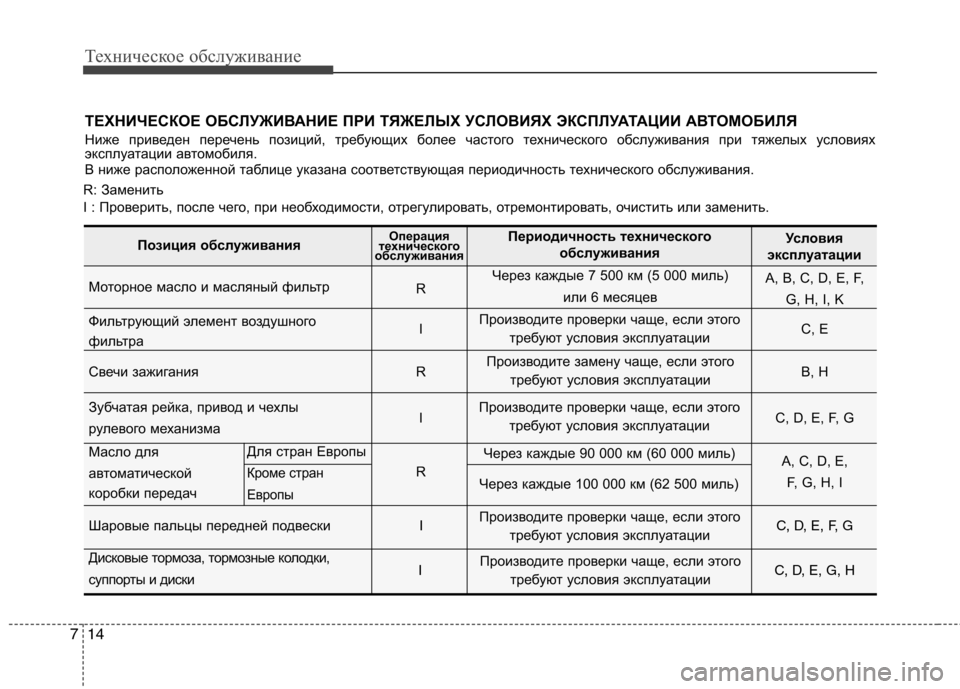 Hyundai Equus 2011 Инструкция по эксплуатации (in Russian) Техническое обслуживание
14
7
ТЕХНИЧЕСКОЕ ОБСЛУЖИВАНИЕ ПРИ ТЯЖЕЛЫХ УСЛОВИЯХ ЭКСПЛУАТАЦИИ АВ ТОМОБИЛЯ
Ниже п Hyundai Equus 2011 Инструкция по эксплуатации (in Russian) Техническое обслуживание
14
7
ТЕХНИЧЕСКОЕ ОБСЛУЖИВАНИЕ ПРИ ТЯЖЕЛЫХ УСЛОВИЯХ ЭКСПЛУАТАЦИИ АВ ТОМОБИЛЯ
Ниже п
