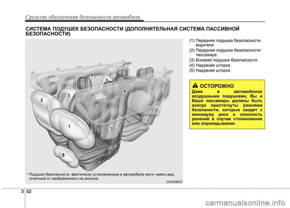 Hyundai Equus 2011  Инструкция по эксплуатации (in Russian) Средства обеспечения безопасности автомобиля
52
352
3 (1) Передняя подушка безопасности
водителя
(2) Передняя под