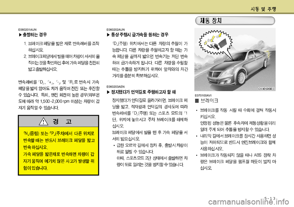 Hyundai Equus 2011  에쿠스 VI - 사용 설명서 (in Korean) 5-1 3
E060202AUN
E060203AEN
E060201AUN
E070100AVI  