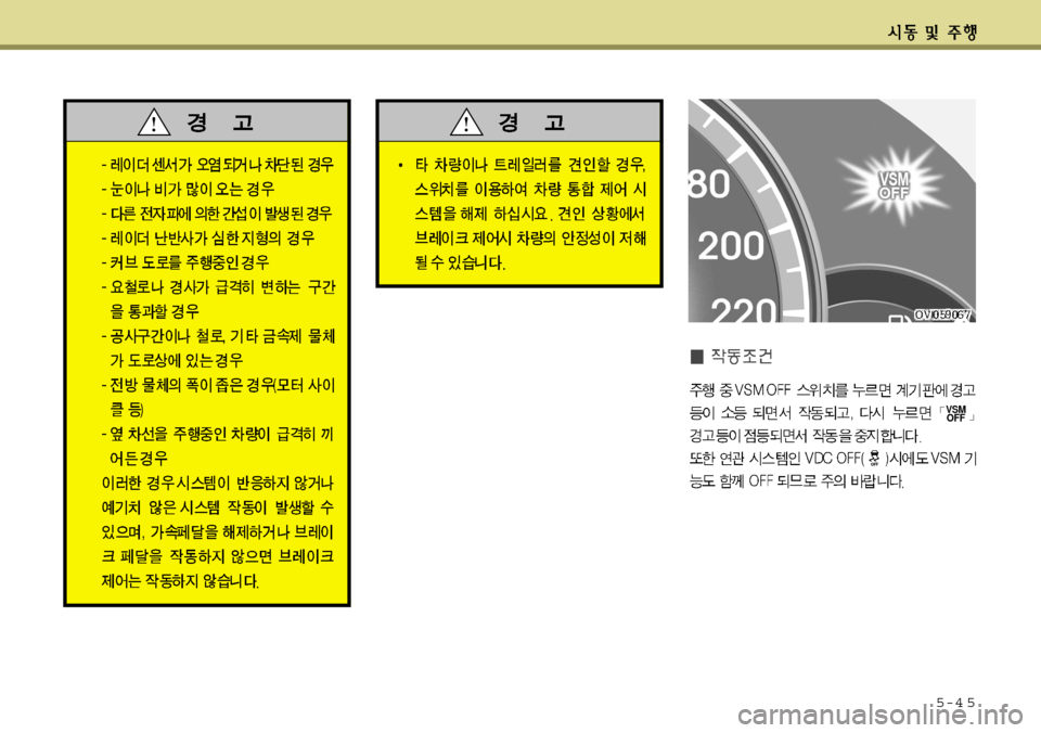 Hyundai Equus 2011  에쿠스 VI - 사용 설명서 (in Korean) 5-4 5
VSM OFF  