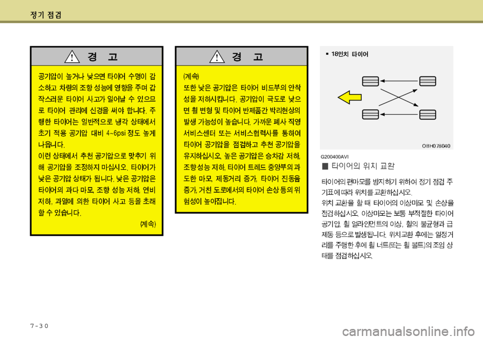 Hyundai Equus 2011  에쿠스 VI - 사용 설명서 (in Korean) 7-3 0G200400AVI 