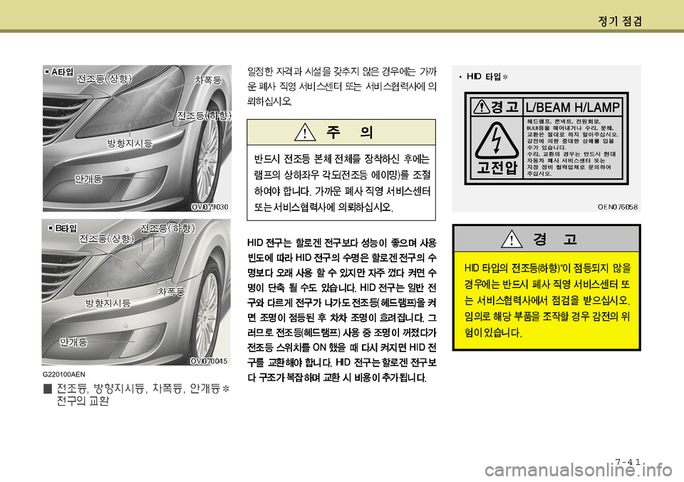 Hyundai Equus 2011  에쿠스 VI - 사용 설명서 (in Korean) 7-4 1
G220100AEN   