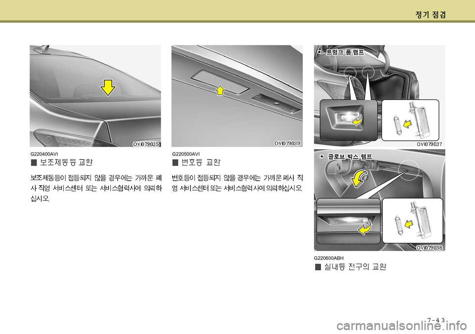 Hyundai Equus 2011  에쿠스 VI - 사용 설명서 (in Korean) 7-4 3
G220500AVI
G220600ABH
G220400AVI     