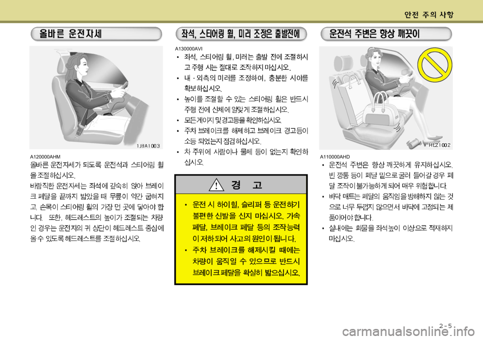 Hyundai Equus 2009  에쿠스 VI - 사용 설명서 (in Korean) 2-5
A120000AHM
A130000AVI
A110000AHD   