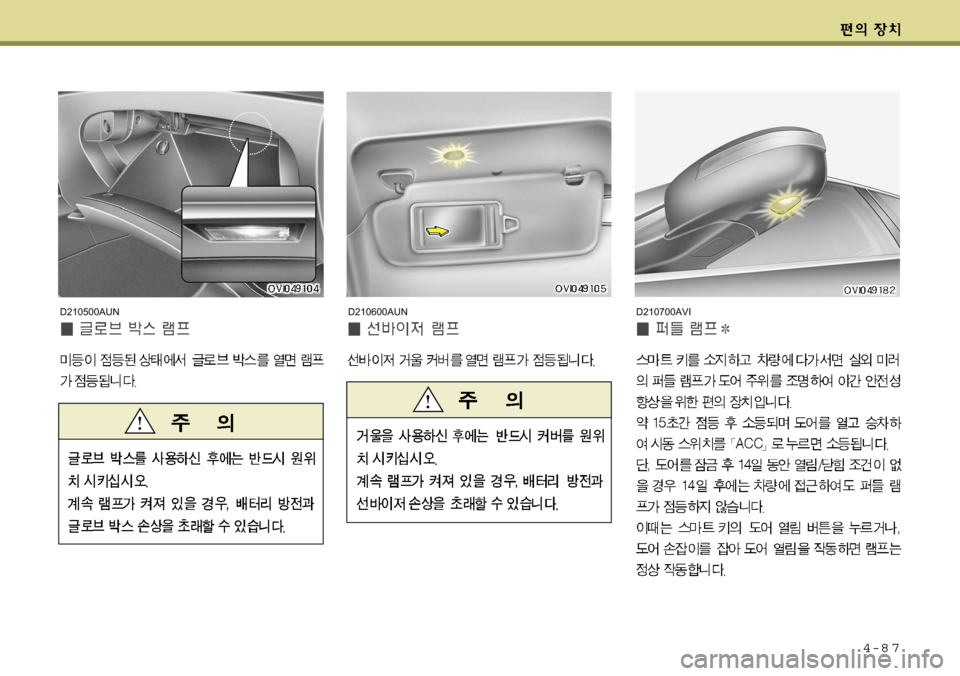 Hyundai Equus 2009  에쿠스 VI - 사용 설명서 (in Korean) 4-8 7
D210600AUND210700AVID210500AUN    