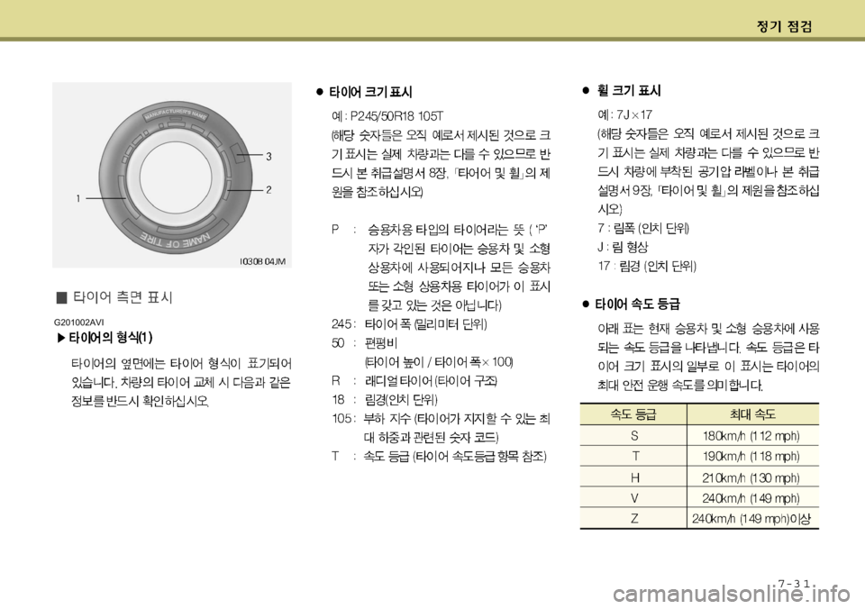 Hyundai Equus 2009  에쿠스 VI - 사용 설명서 (in Korean) 7-3 1
G201002AVI  