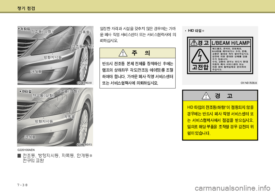 Hyundai Equus 2009  에쿠스 VI - 사용 설명서 (in Korean) 7-3 8
G220100AEN   