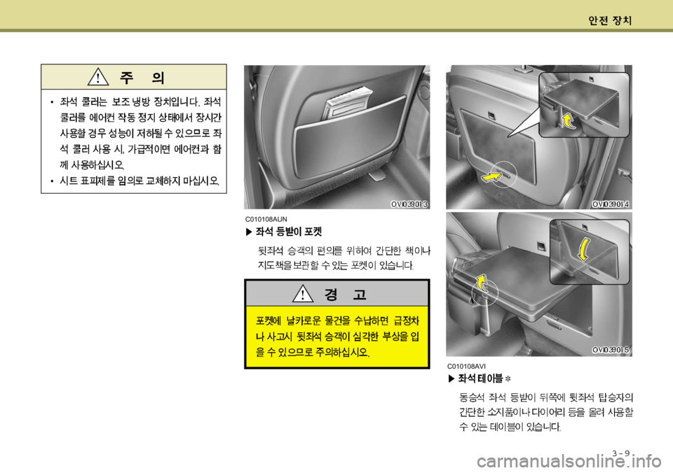 Hyundai Equus 2009  에쿠스 VI - 사용 설명서 (in Korean) 3-9
C010108AUN
C010108AVI    