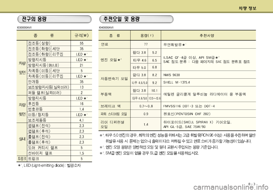 Hyundai Equus 2009  에쿠스 VI - 사용 설명서 (in Korean) 8-3
I030000AVII040000AVI 
