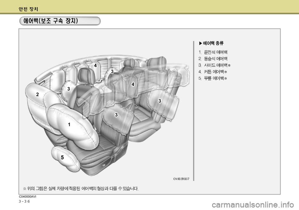 Hyundai Equus 2009  에쿠스 VI - 사용 설명서 (in Korean) 3-3 6C040000AVI  