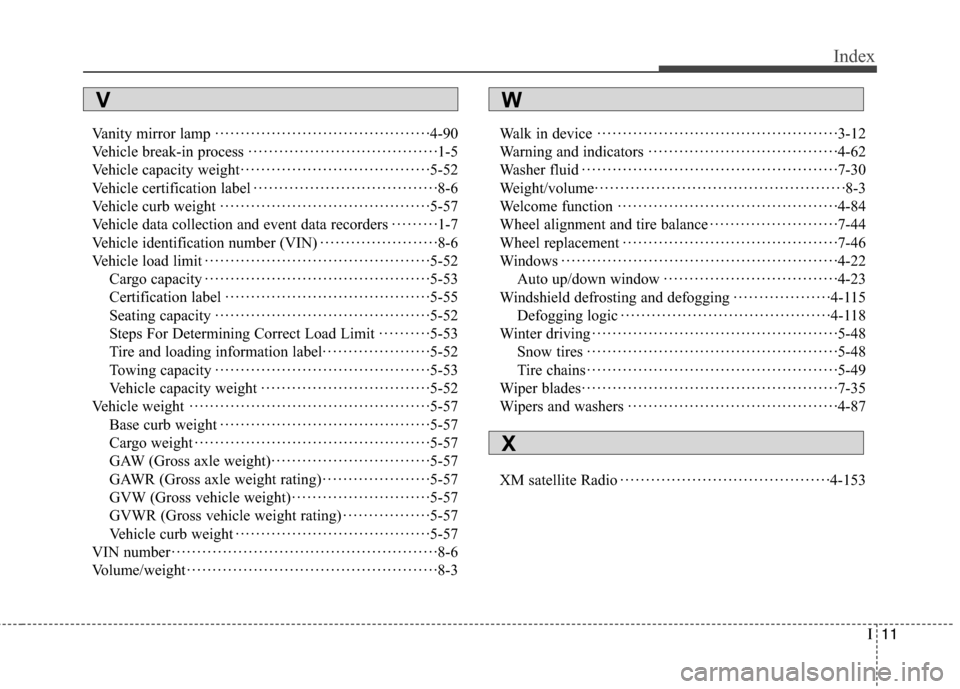 Hyundai Genesis Coupe 2015 Owners Manual I11
Index
Vanity mirror lamp··········································4-90
Vehicle break-in process····························· Hyundai Genesis Coupe 2015 Owners Manual I11
Index
Vanity mirror lamp··········································4-90
Vehicle break-in process·····························