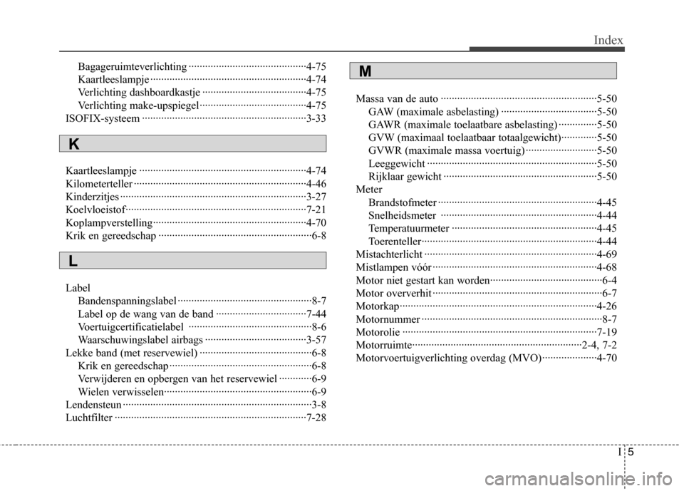 Hyundai Genesis Coupe 2011  Handleiding (in Dutch) I5
Index
Bagageruimteverlichting ···········································4-75 
Kaartleeslampje ·····························