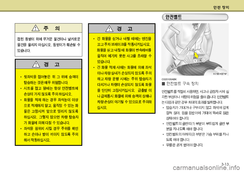 Hyundai Genesis Coupe 2011  제네시스 쿠페 BK - 사용 설명서 (in Korean) 3-13
C020100ABK  