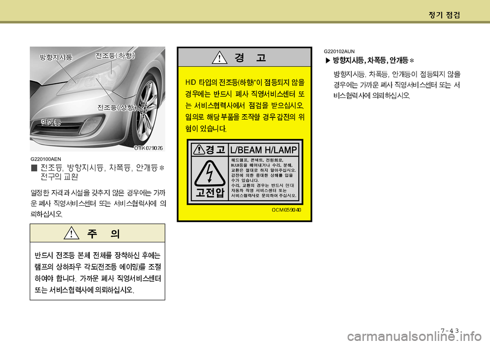 Hyundai Genesis Coupe 2009  제네시스 쿠페 BK - 사용 설명서 (in Korean) 7-4 3
G220100AEN
G220102AUN  