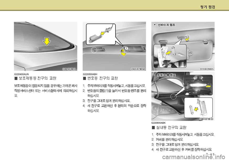 Hyundai Genesis Coupe 2009  제네시스 쿠페 BK - 사용 설명서 (in Korean) 7-4 5
G220400AUNG220500ABH
G220600ABK     