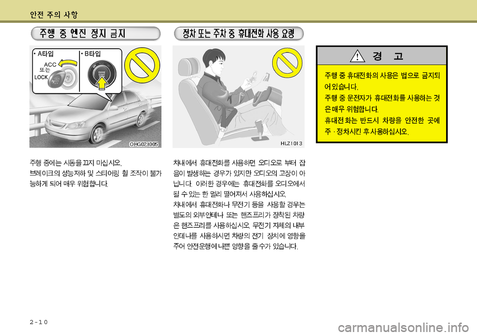 Hyundai Grandeur 2012  그랜저 HG - 사용 설명서 (in Korean) 2-1 0   