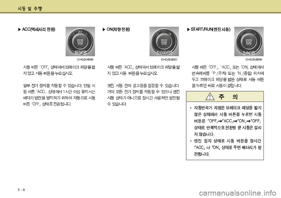 Hyundai Grandeur 2012  그랜저 HG - 사용 설명서 (in Korean) 5-8    