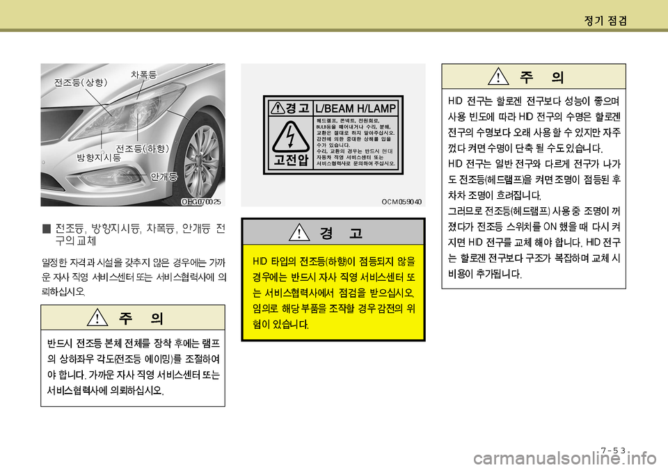 Hyundai Grandeur 2012  그랜저 HG - 사용 설명서 (in Korean) 7-5 3  