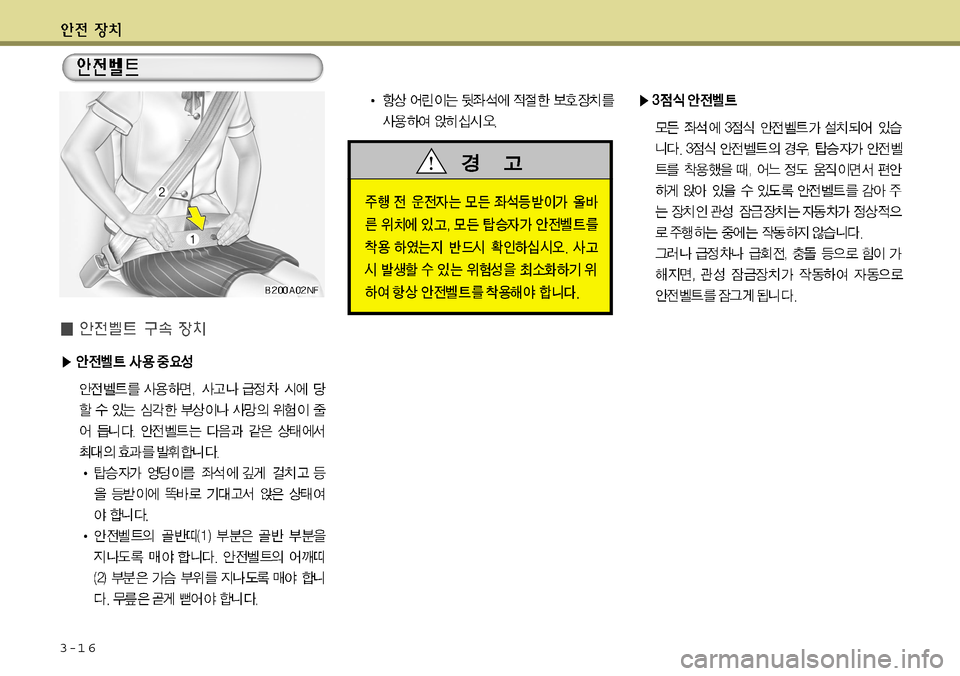 Hyundai Grandeur 2012  그랜저 HG - 사용 설명서 (in Korean) 3-1 6  