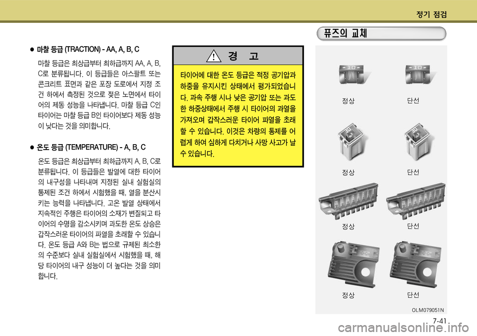 Hyundai Grandeur 2011  그랜저 HG - 사용 설명서 (in Korean) $
‚ !­7-41
● 릁찰 등
~ 騏호템탱빔호텀텍猷鑑크폭크탱탱포크탱포크좍포크빔
릁찰 등
~은 최뷍
~볪E 최