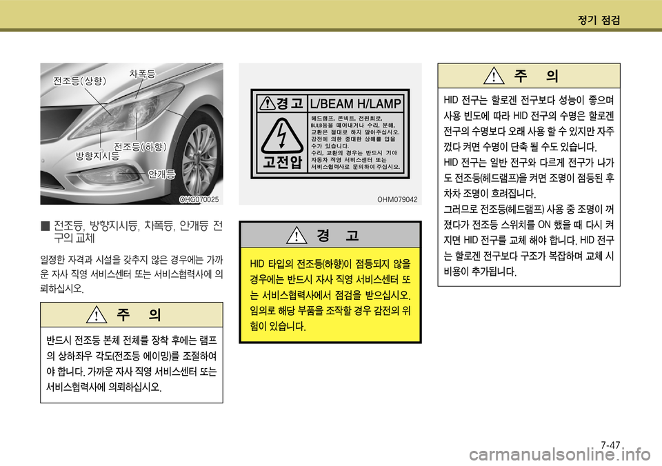 Hyundai Grandeur 2011  그랜저 HG - 사용 설명서 (in Korean) $
‚ !­7-47
m}K 전6등 본
