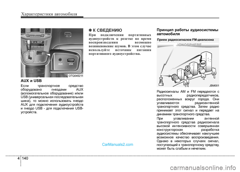 Hyundai H-1 (Grand Starex) 2016 Инструкция по эксплуатации (in Russian) 140 4
Характеристики автомобиля
AUX и USB
Если транспортное средство
оборудовано гнездами AUX
(вспомогательное об Hyundai H-1 (Grand Starex) 2016 Инструкция по эксплуатации (in Russian) 140 4
Характеристики автомобиля
AUX и USB
Если транспортное средство
оборудовано гнездами AUX
(вспомогательное об