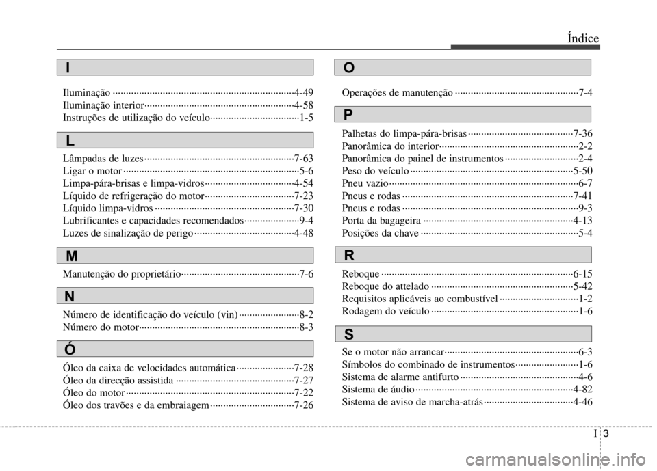 Hyundai H-1 (Grand Starex) 2011  Manual do proprietário (in Portuguese) I3
Índice
Iluminação ·····································································4-49 
Iluminação interior·····