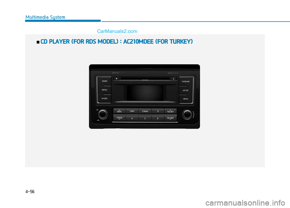 Hyundai H350 2016  Owners Manual 4-56
Multimedia System
■■  CC DD   PP LLAA YY EERR   (( FF OO RR  RR DD SS  MM OODDEELL))  ::   AA CC2211 00MM DDEEEE  (( FF OO RR  TT UU RRKK EEYY ))   