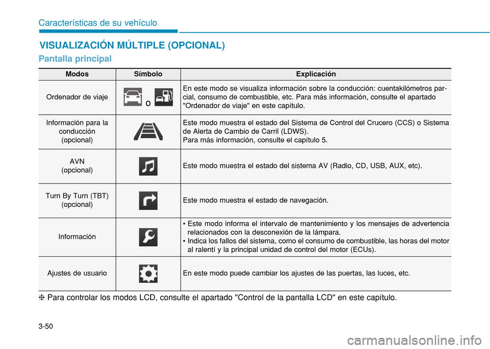 Hyundai H350 2015  Manual del propietario (in Spanish) 3-50
Caracter