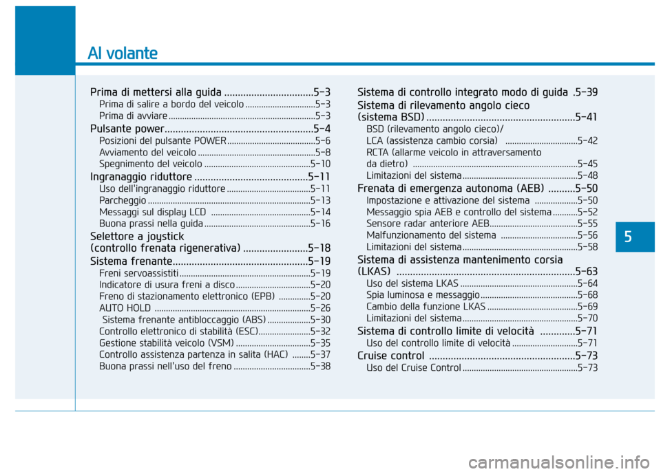 Hyundai Ioniq Electric 2017 Manuale del proprietario (in Italian) Al volante
Prima di mettersi alla guida .................................5-3Prima di salire a bordo del veicolo ...............................5-3
Prima di avviare ................................... Hyundai Ioniq Electric 2017 Manuale del proprietario (in Italian) Al volante
Prima di mettersi alla guida .................................5-3Prima di salire a bordo del veicolo ...............................5-3
Prima di avviare ...................................