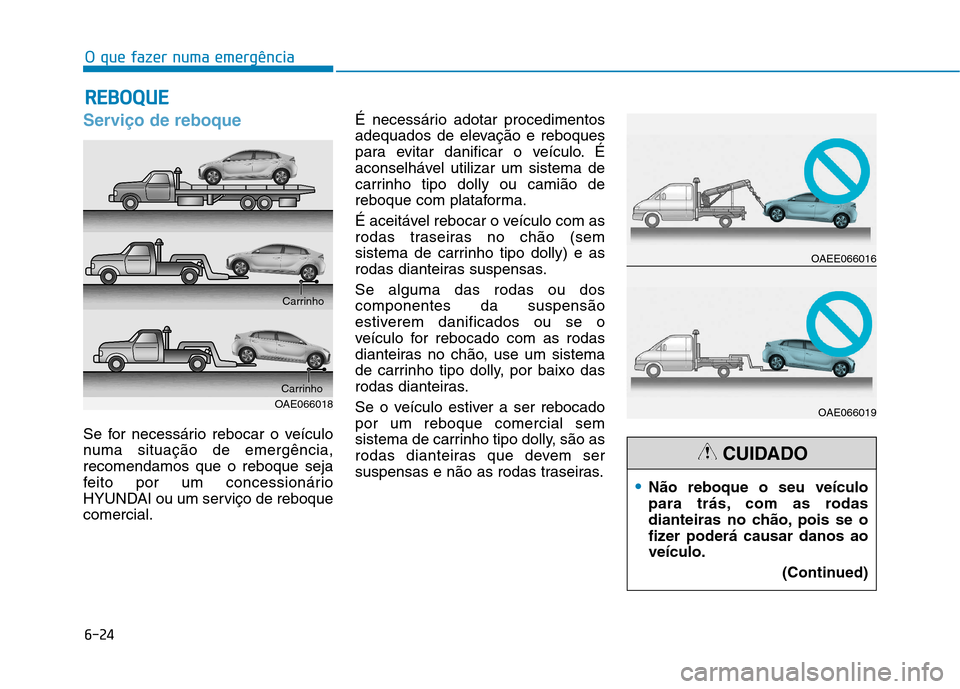 Hyundai Ioniq Electric 2017 Manual do proprietário (in Portuguese) 6-24
O que fazer numa emergência
Serviço de reboque
Se for necessário rebocar o veículo
numa situação de emergência,recomendamos que o reboque seja
feito por um concessionário
HYUNDAI ou um s Hyundai Ioniq Electric 2017 Manual do proprietário (in Portuguese) 6-24
O que fazer numa emergência
Serviço de reboque
Se for necessário rebocar o veículo
numa situação de emergência,recomendamos que o reboque seja
feito por um concessionário
HYUNDAI ou um s