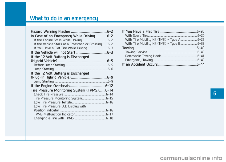 Hyundai Ioniq Hybrid 2019 Owners Manual What to do in an emergency
6
Hazard Warning Flasher .......................................6-2
In Case of an Emergency While Driving.............6-2
If the Engine Stalls While Driving ................ Hyundai Ioniq Hybrid 2019 Owners Manual What to do in an emergency
6
Hazard Warning Flasher .......................................6-2
In Case of an Emergency While Driving.............6-2
If the Engine Stalls While Driving ................